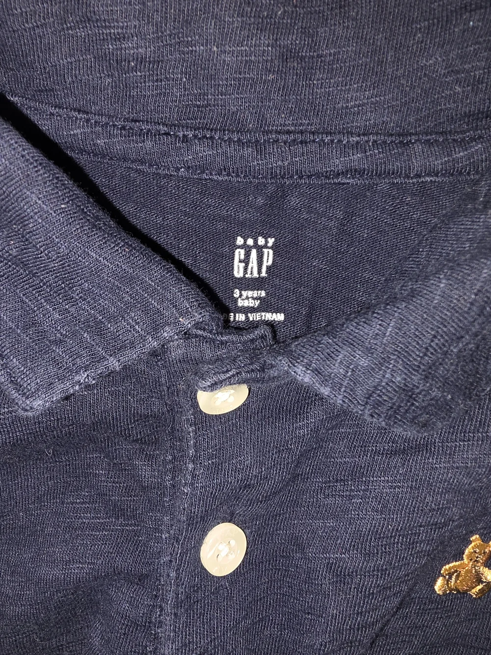 GAP Kids Navy Long-Sleeve Polo Shirt with Embroidered Fox